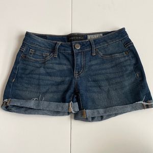 Aeropostale 00 Denim Distressed Midi Shorts